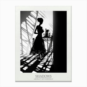 Shadows Abstract Black And White 3 Poster Canvas Print