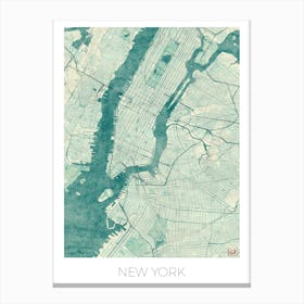 New York Map Vintage in Blue Canvas Print