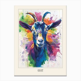 Goat Colourful Watercolour 2 Poster Canvas Print