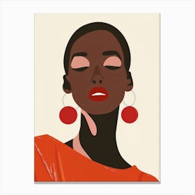 African Woman With Red Earrings Canvas Print