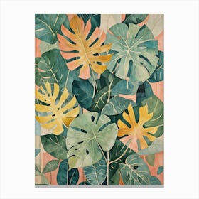 Tropical Monstera Leaves Canvas Print