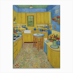 Retro Kitchen Cabinets and Appliances from the 1950s Canvas Print