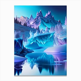 Frozen Landscapes With Icy Water Formations, Waterscape Holographic 1 Canvas Print