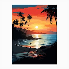 Long Beach Koh Lanta Thailand At Sunset, Vibrant Painting 2 Canvas Print