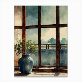 Window With A Vase Canvas Print