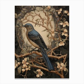 Dark And Moody Botanical Bluebird 2 Canvas Print