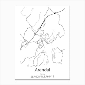 Arendal,Norway Minimalist Map Canvas Print