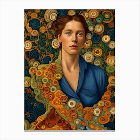 Artistic Symphony Blue Lady Violet By Klimt And Van Gogh Canvas Print