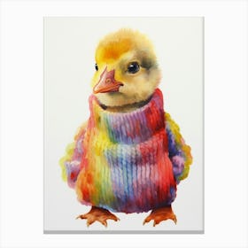 Baby Animal Wearing Sweater Duckling Canvas Print