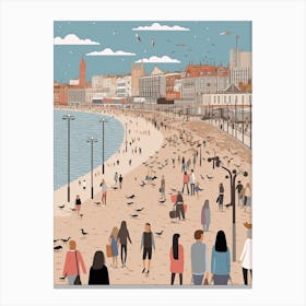 Brighton Beach, England, Graphic Illustration 3 Canvas Print