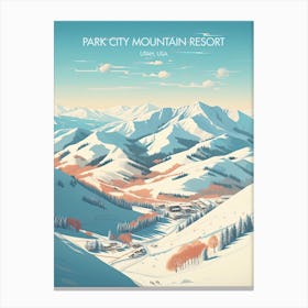 Poster Of Park City Mountain Resort   Utah, Usa, Ski Resort Illustration 3 Canvas Print