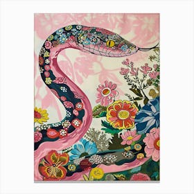 Floral Animal Painting Snake 1 Canvas Print