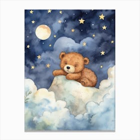 Baby Bear Cub 1 Sleeping In The Clouds Canvas Print