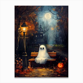 Ghost Sitting On A Bench 8 Canvas Print