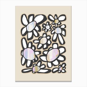 Bold Flowers Lila Blue Canvas Print