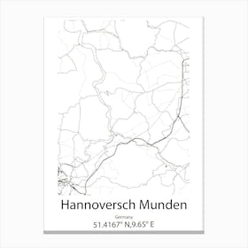 Hannoversch Munden,Germany Minimalist Map Canvas Print