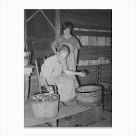 Wife Of Tenant Farmer Living Near Muskogee Picking Over Tomatoes Before Peeling For Canning, Refer To General Canvas Print