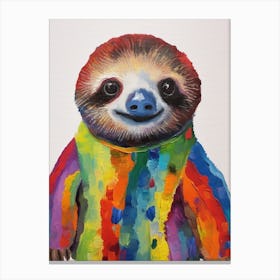 Baby Animal Wearing Sweater Sloth 2 Canvas Print