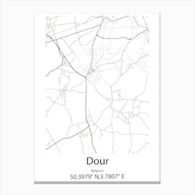 Dour,Belgium Minimalist Map Canvas Print