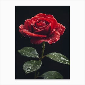 Red Rose On Black Background 34 Canvas Print