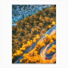 Aerial View Of Mountain Road In Autumn Canvas Print