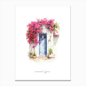 Limassol, Cyprus   Mediterranean Doors Watercolour Painting 1 Poster Canvas Print