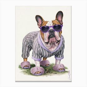 British Bulldog In Pajamas Canvas Print
