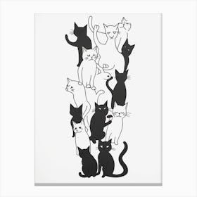 Stack Of Cat Line Drawing 4 Canvas Print