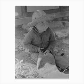 Little Boy Cutting Up Inner Tube, El Indio, Texas By Russell Lee Canvas Print