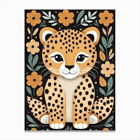 Floral Cute Baby Leopard Nursery (18) Canvas Print