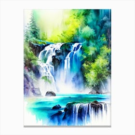 Kravice Waterfalls, Bosnia And Herzegovina Water Colour  (2) Canvas Print