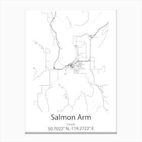 Salmon Arm,Canada Minimalist Map Canvas Print