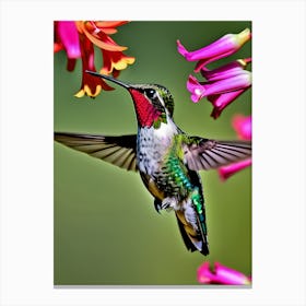 Male Ruby Throated Hummingbird -Reimagined 7 Canvas Print