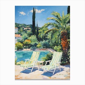 Sun Lounger By The Pool In French Countryside 4 Canvas Print