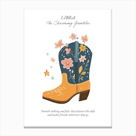 Libra Cowboy Boots Zodiac Preppy Western Cowgirl Canvas Print