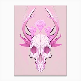 Animal Skull Pink 3 Line Drawing Canvas Print