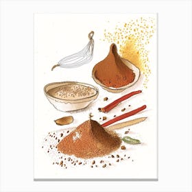 Chili Powder Spices And Herbs Pencil Illustration 2 Canvas Print