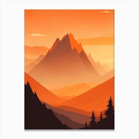 Misty Mountains Vertical Composition In Orange Tone 50 Canvas Print