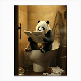 Panda Bear Reading A Newspaper Canvas Print