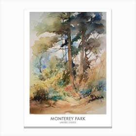 Monterey Park 2 Watercolour Travel Poster Canvas Print