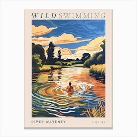 Wild Swimming At River Waveney Suffolk 3 Poster Canvas Print