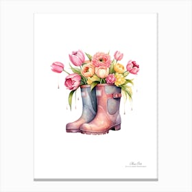 Rain Boots With Flowers 4 Canvas Print