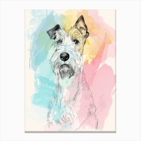 Wire Fox Terrier Dog Pastel Line Watercolour Illustration  1 Canvas Print