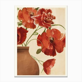 Poppies in Vase 2 Canvas Print