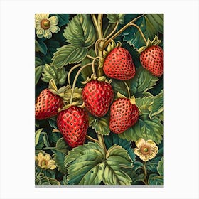 Strawberry Painting Inspired By William Morris Canvas Print