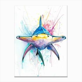 Hammerhead Shark Colourful Watercolour 1 Canvas Print