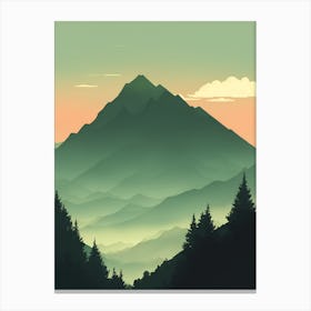 Misty Mountains Vertical Composition In Green Tone 34 Canvas Print