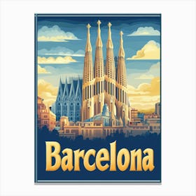 Aihrgdesign A Vintage Travel Poster Of Barcelona 1 Canvas Print