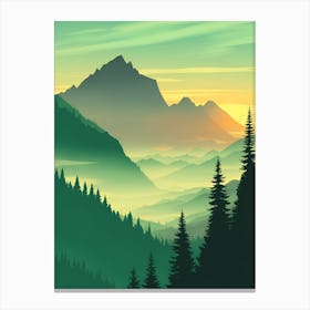 Misty Mountains Vertical Background In Green Tone 39 Canvas Print