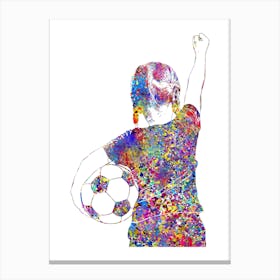 Girl Soccer Player Watercolor Canvas Print